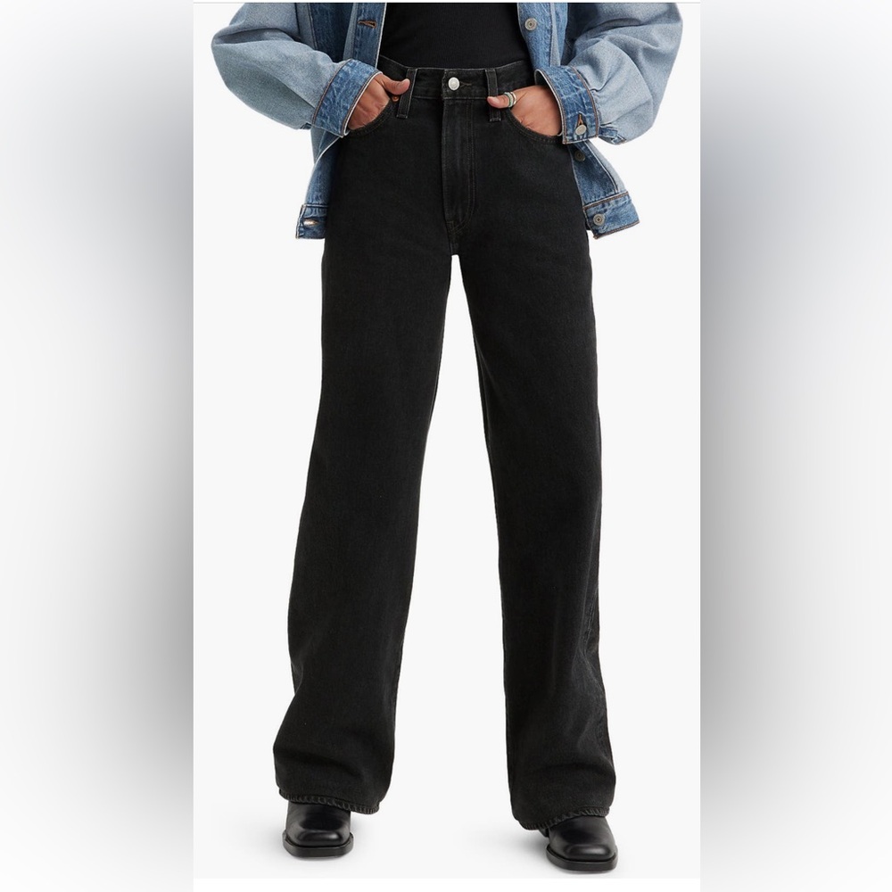 Levi’s Ribcage High Waist Wide Leg Jeans (black) (27) (Rosie poise)